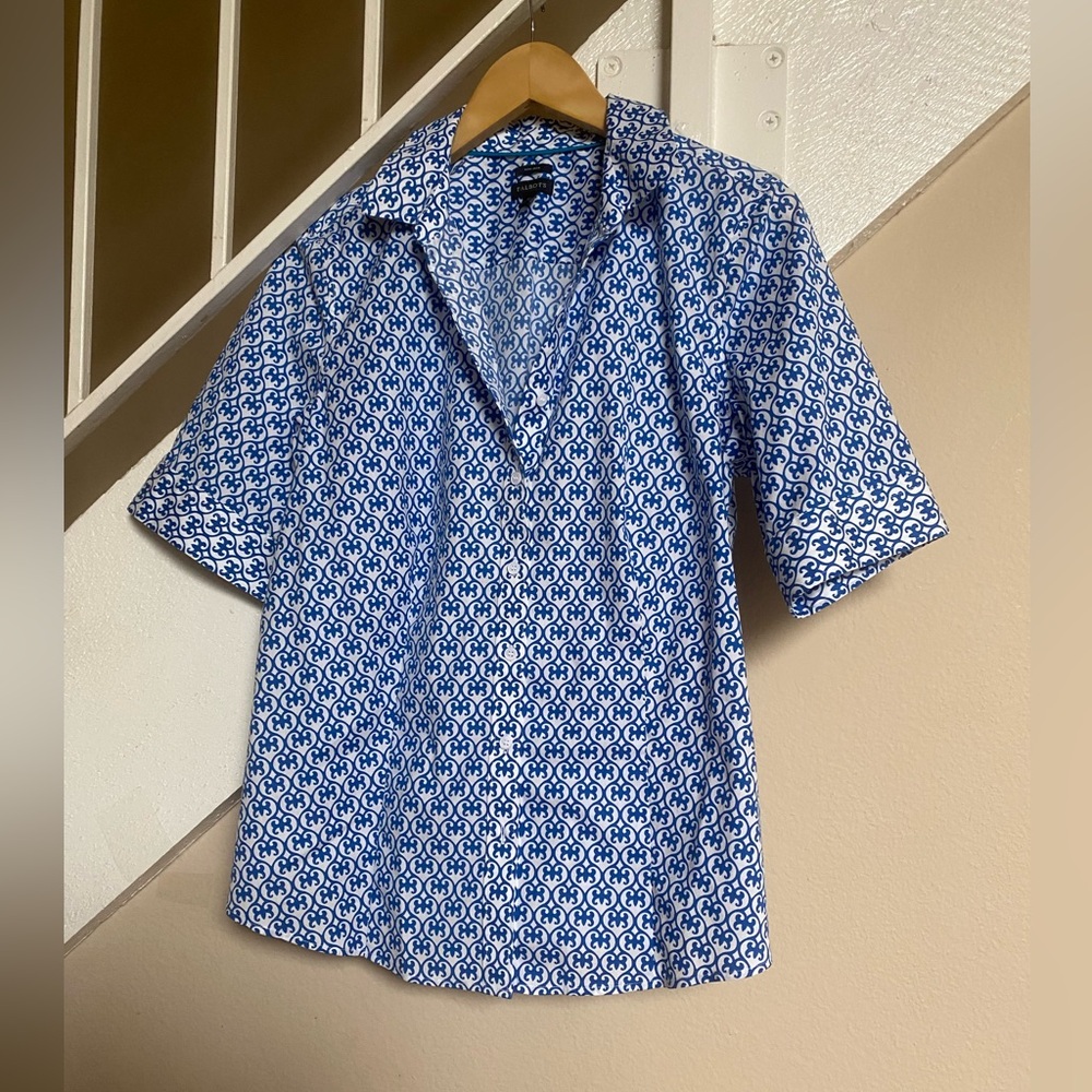 Talbots Blue and White Casual Button Down Shirt